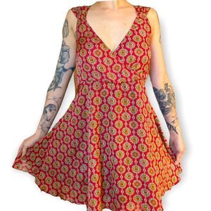 Costa Blanca Collection Red Printed Flowy Dress